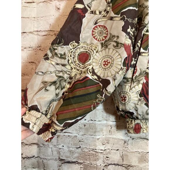 Vintage Coaco Silk Jacket Womens Large Equestrian Full Front Zip Bomber Puffy - Picture 13 of 13